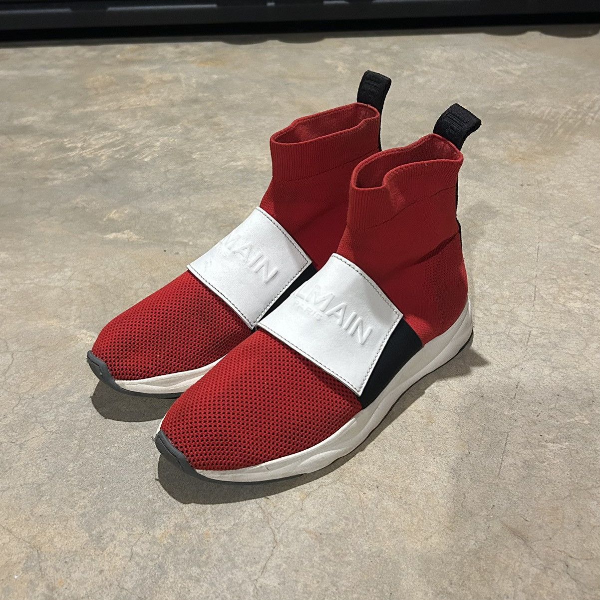 Balmain × Designer Balmain Cameron Stretch Knit Sock Runner Sneaker Red US 7 Size US 7 / EU 40 - 2 Thumbnail