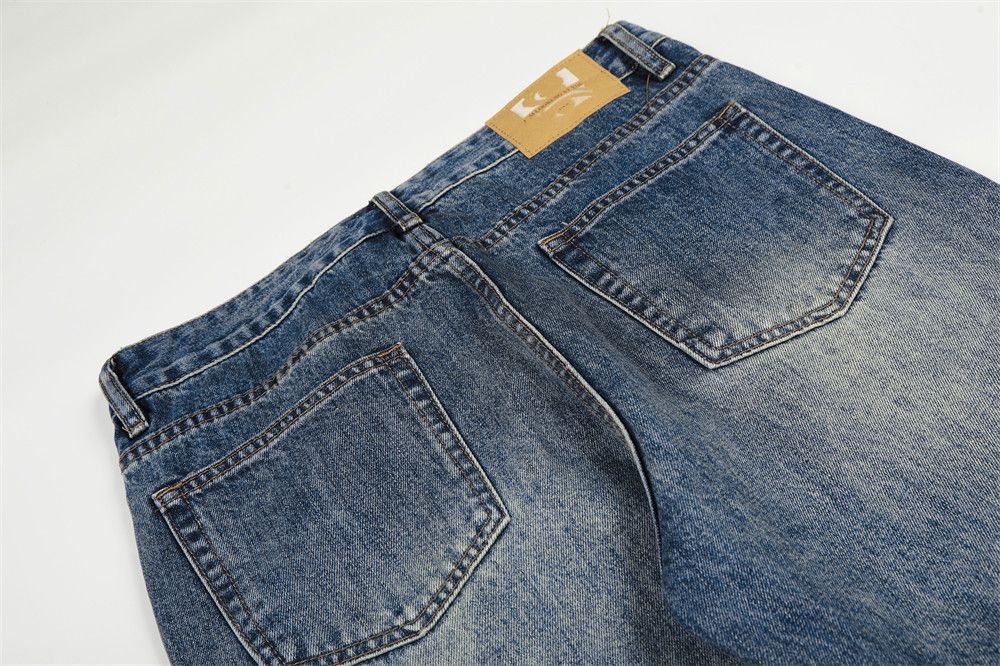 Jean Retro punk men's loose gradient washed distressed jeans Size US 32 / EU 48 - 5 Thumbnail