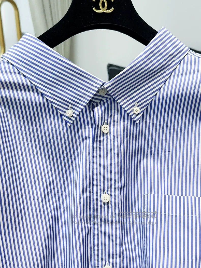 Balenciaga Balenciaga Blue and White 38 Size Striped Long Sleeve Shir Size XS / US 0-2 / IT 36-38 - 4 Thumbnail