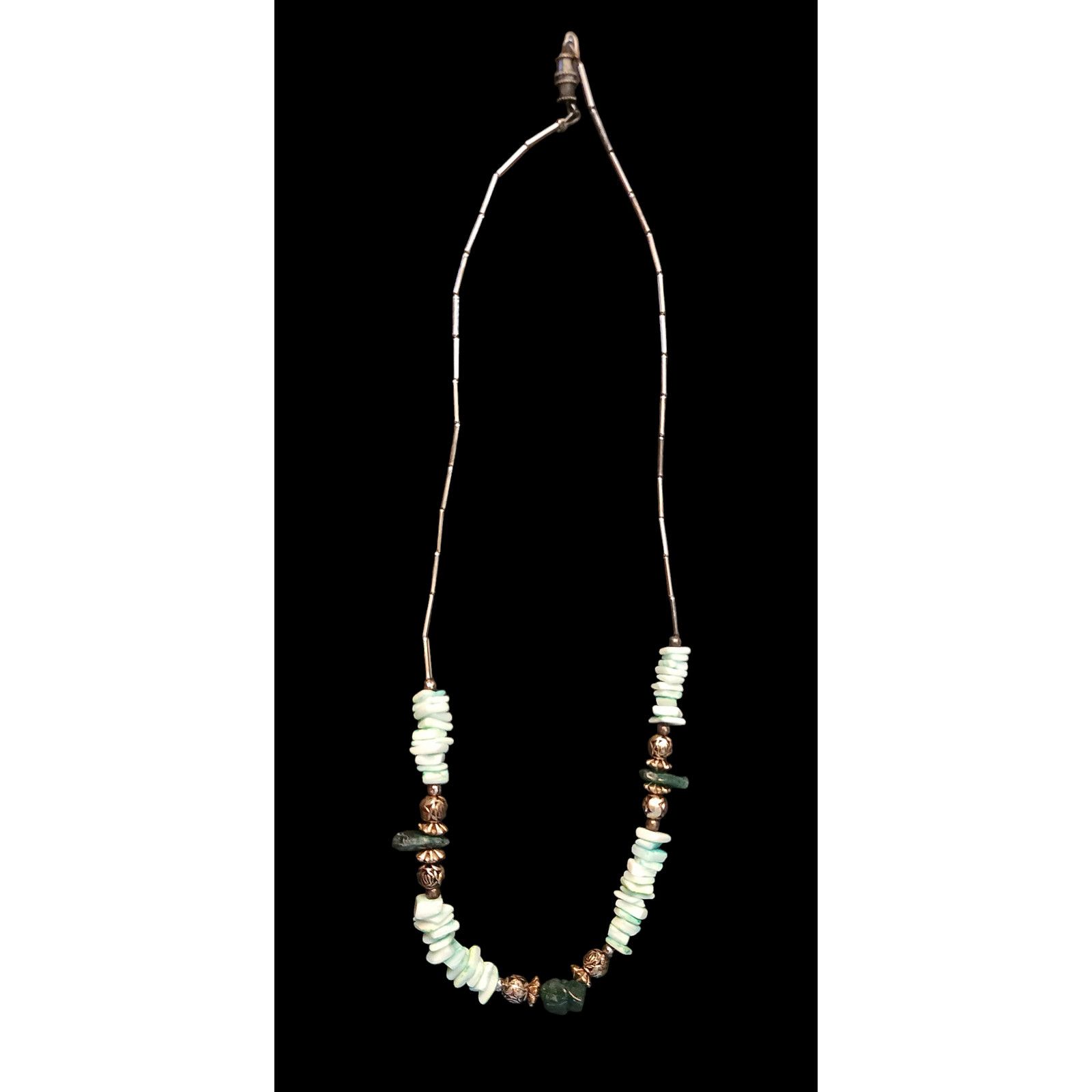 Other Vintage green Pukla Shell, silver, green sea glass necklace Size ONE SIZE - 2 Thumbnail