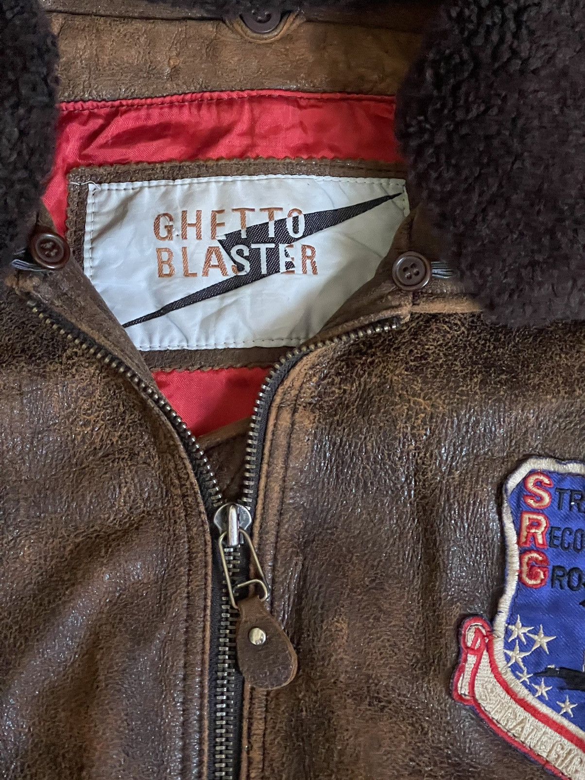 Other 80s A2 Flyers vintage leather jacket Rare Ghetto blast patch Size US L / EU 52-54 / 3 - 16 Thumbnail
