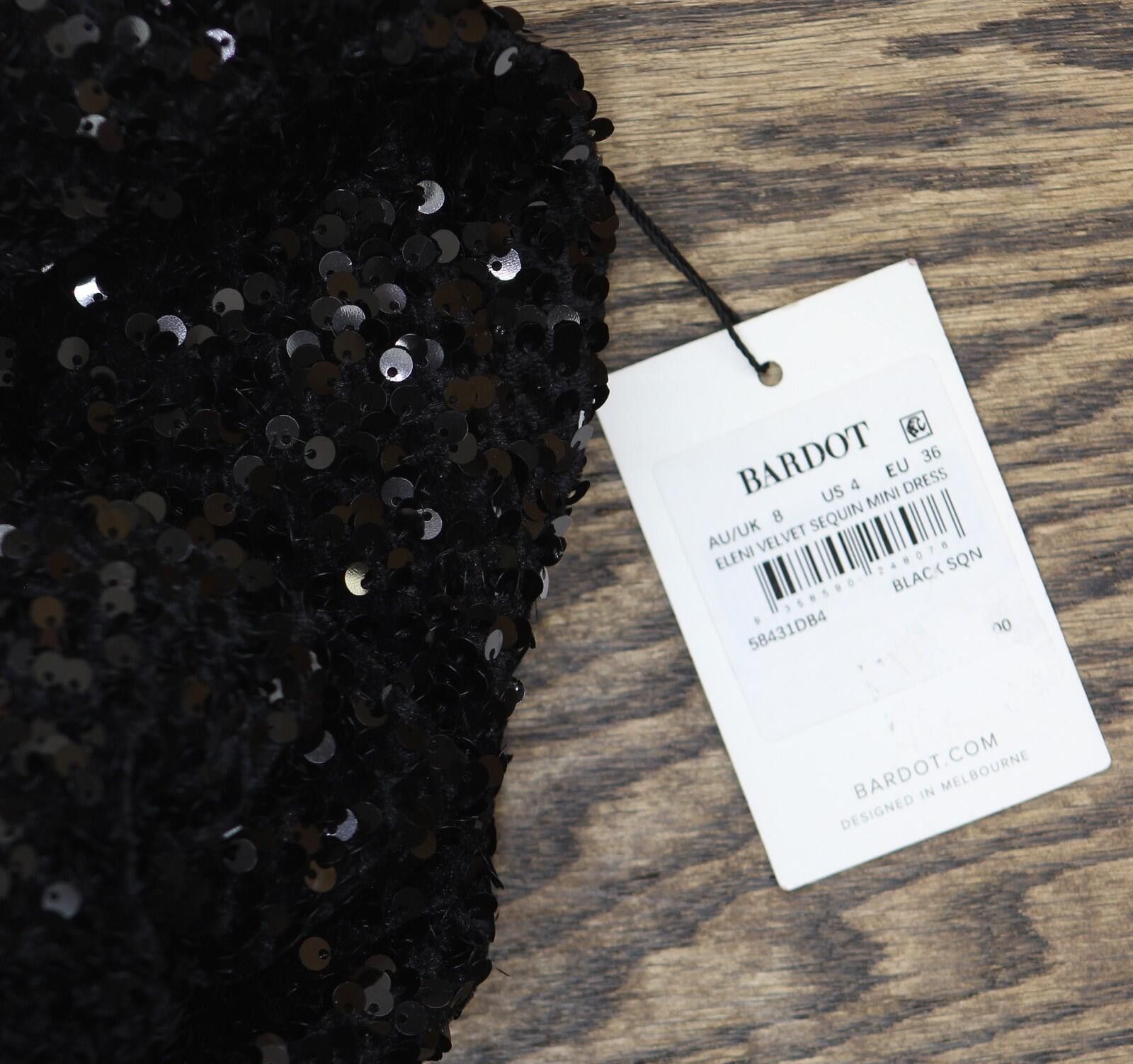 Bardo Nwt Bardot Womens Eleni Sequined Mini Dress Black S (us 4) Size S / US 4 / IT 40 - 5 Thumbnail