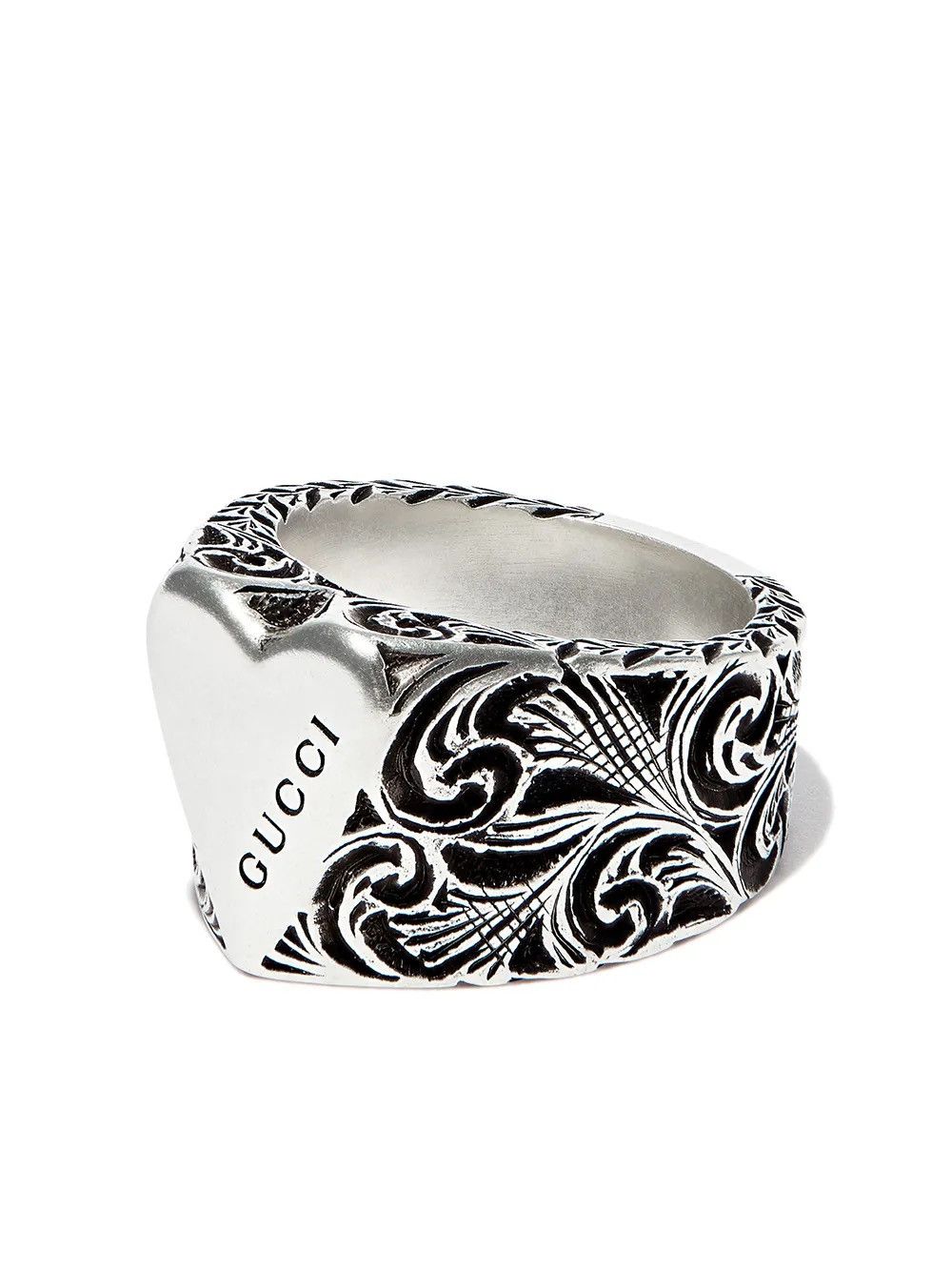 Gucci Gucci .925 Silver Engraved Heart Ring Size ONE SIZE - 1 Thumbnail