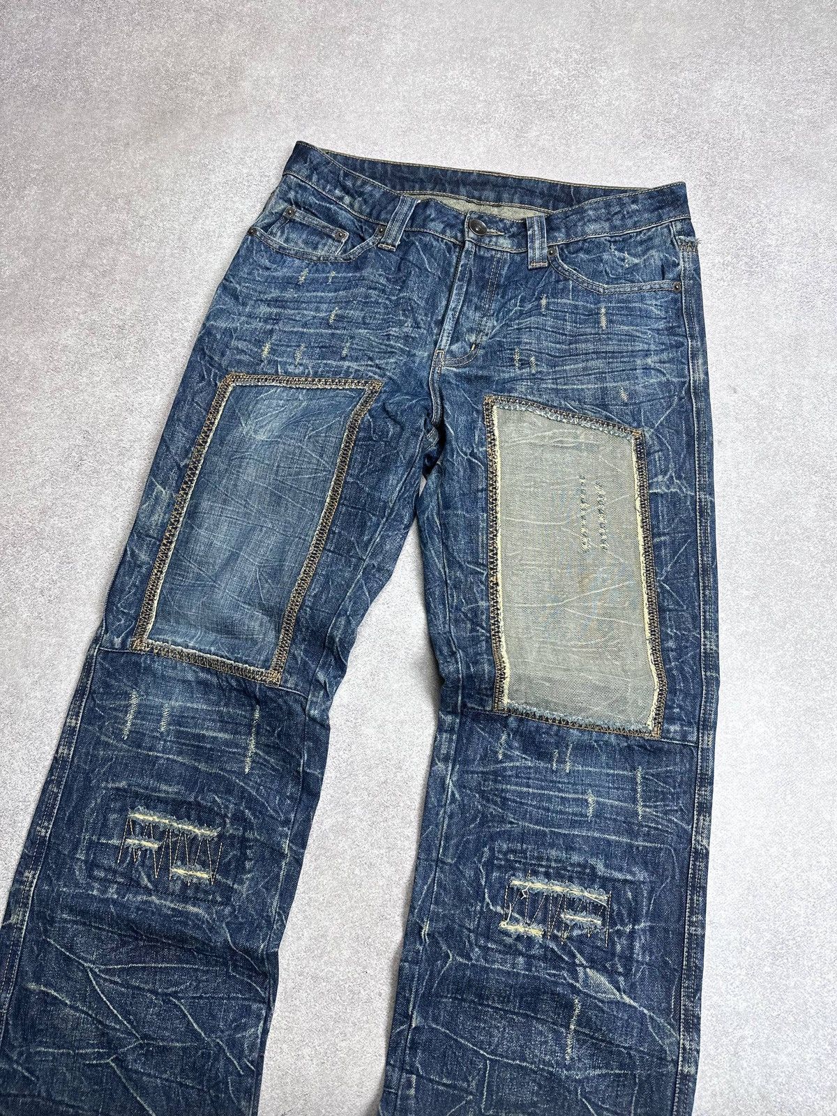 Japanese Brand Vintage Clockhouse Avantgarde Baggy Grunge Patchwork Jeans Size US 32 / EU 48 - 2 Thumbnail