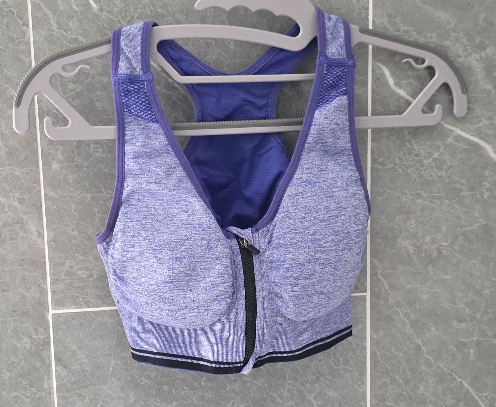 Other Fast Dry Zip Front Sports Bra Heather Blue Estimated Small Size ONE SIZE - 1 Thumbnail