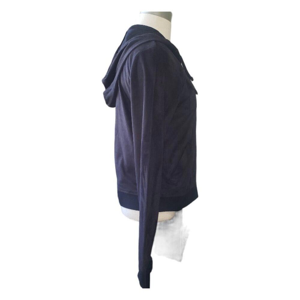 Designer CT1617 Escio Black Faux Suede Cropped Hoodie S Size S / US 4 / IT 40 - 3 Thumbnail