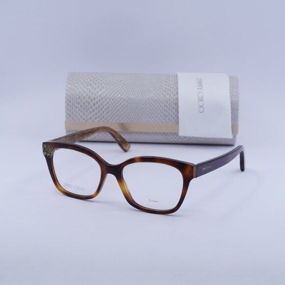 Jimmy Choo Jimmy Choo JC150 0Q9W 00 Eyeglasses Havana 50mm Square Frame Size ONE SIZE - 10 Thumbnail