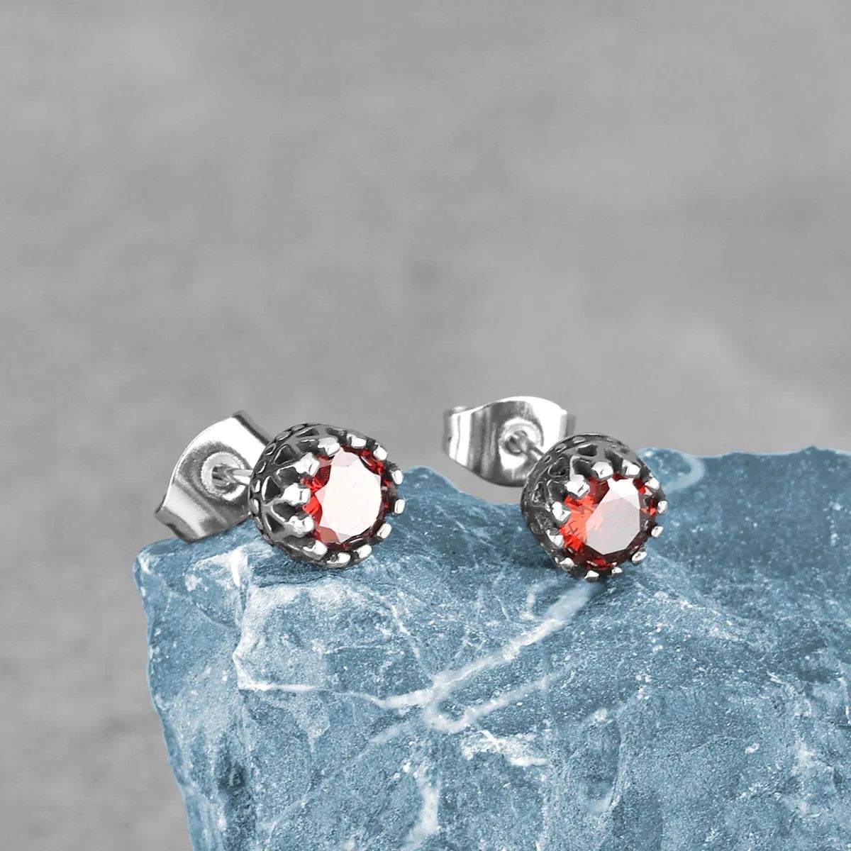 Jewelry Red Tiny Stud Earrings Charm Stainless Steel Earring Gift Size ONE SIZE - 1 Thumbnail