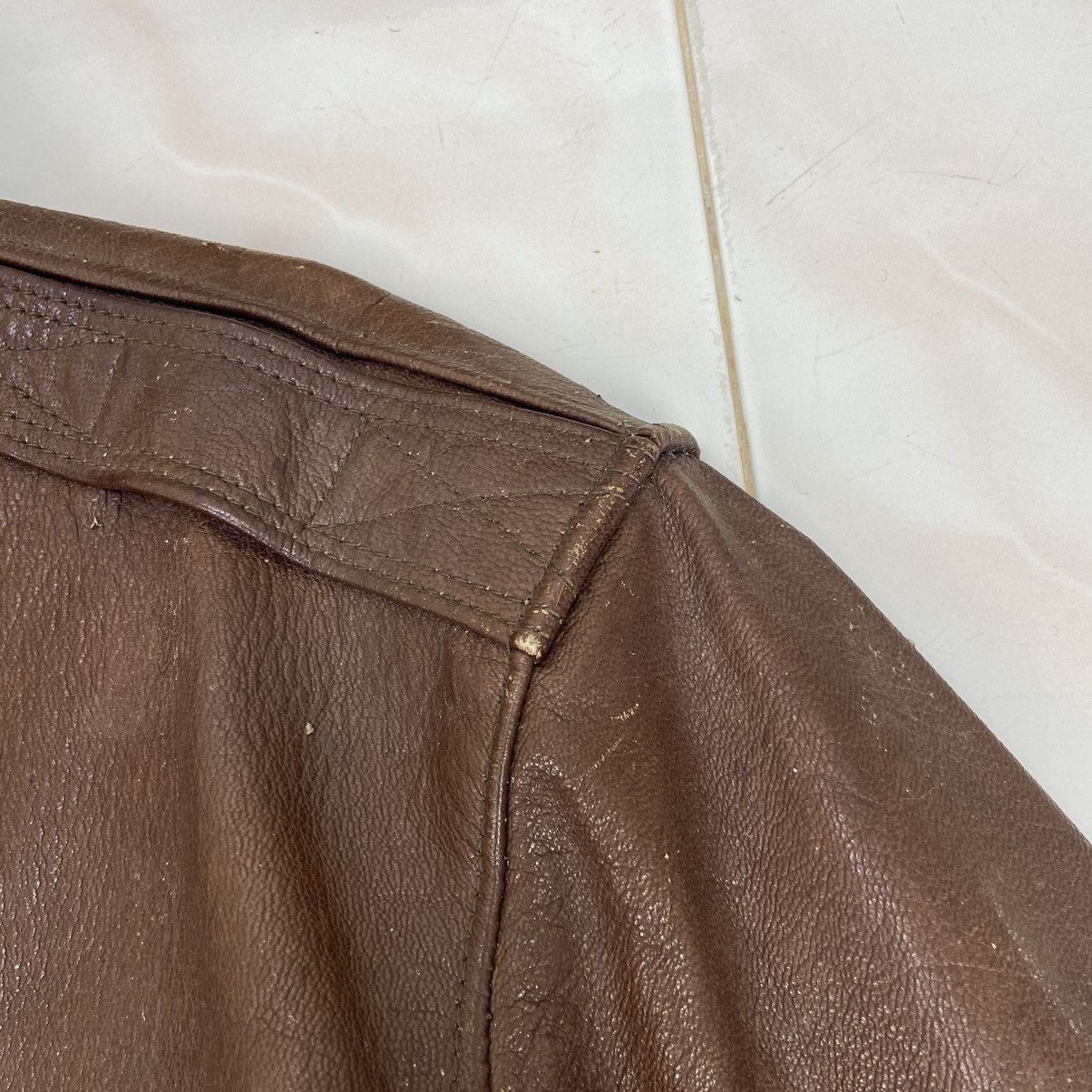 Genuine Leather Vtg Type A-2 San Francisco Aviation Sun Faded Leather Jacket Size US S / EU 44-46 / 1 - 12 Thumbnail