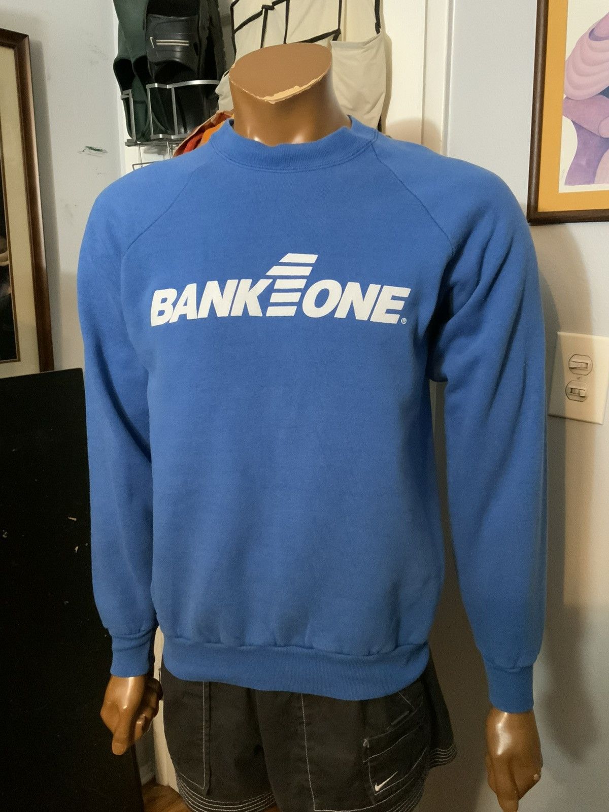 Fruit Of The Loom × Vintage Vintage 80s 90s Bank One 1 50/50 Blue Crewneck Sweatshirt Size US L / EU 52-54 / 3 - 7 Thumbnail