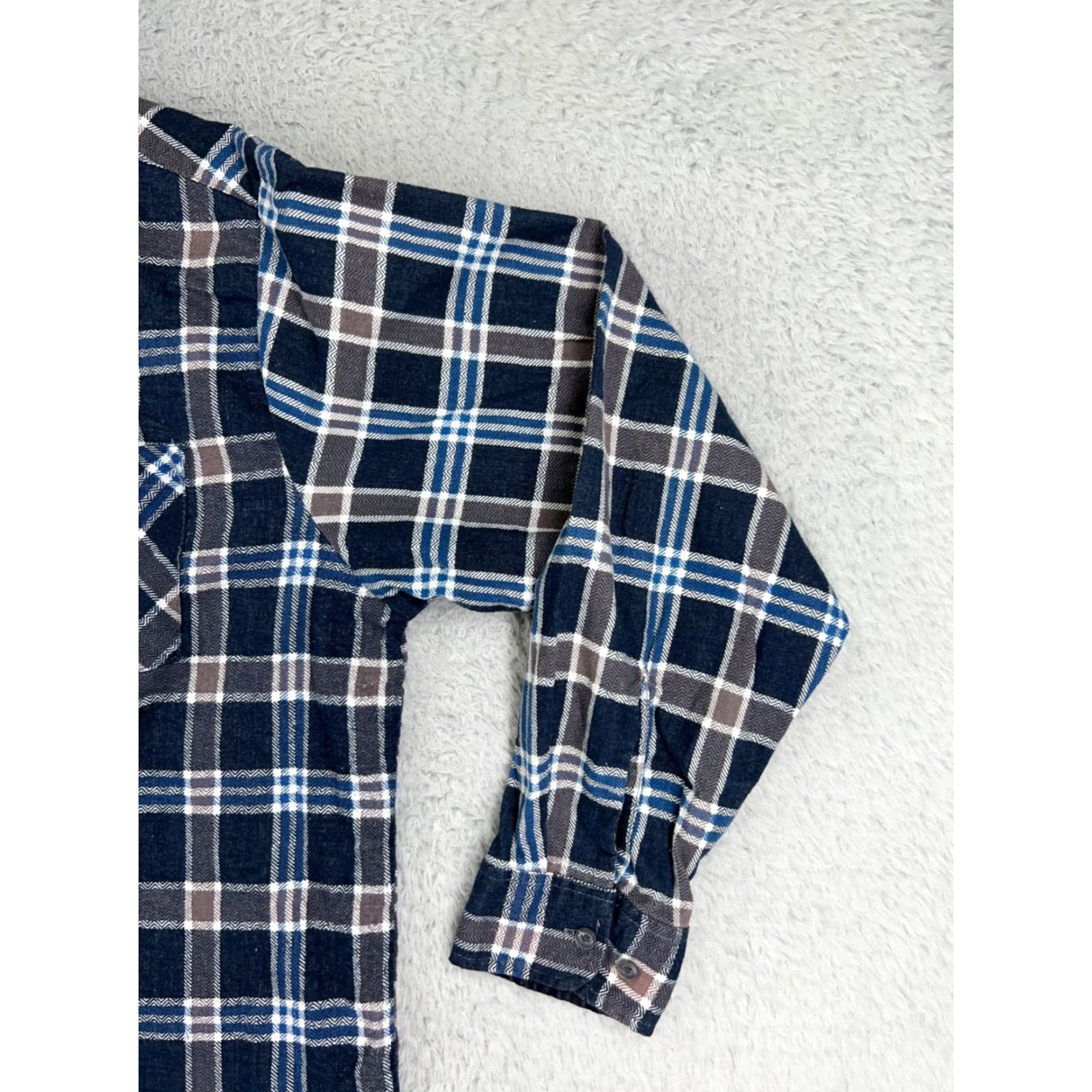 Haband VINTAGE Haband Button-Up Shirt Mens Flannel 100% Cotton Plaid Green Beige XL Blue Chest 44in Camping Outdoor Casual Workwear Buttons Pockets 3X? Size US XL / EU 56 / 4 - 5 Thumbnail