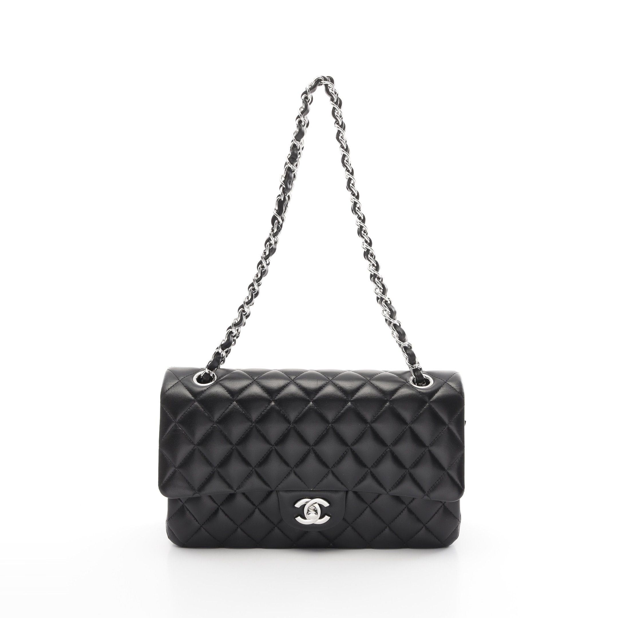 Chanel Chanel Matelasse Double Flap Chain Shoulder Bag Leather Black Silver Hardware Size ONE SIZE - 1 Thumbnail