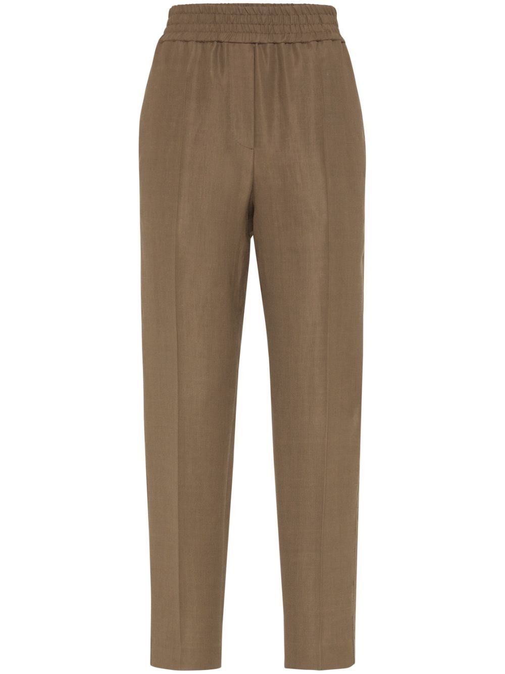 Viscose And Linen Fluid Twill Baggy Pull-On Pants