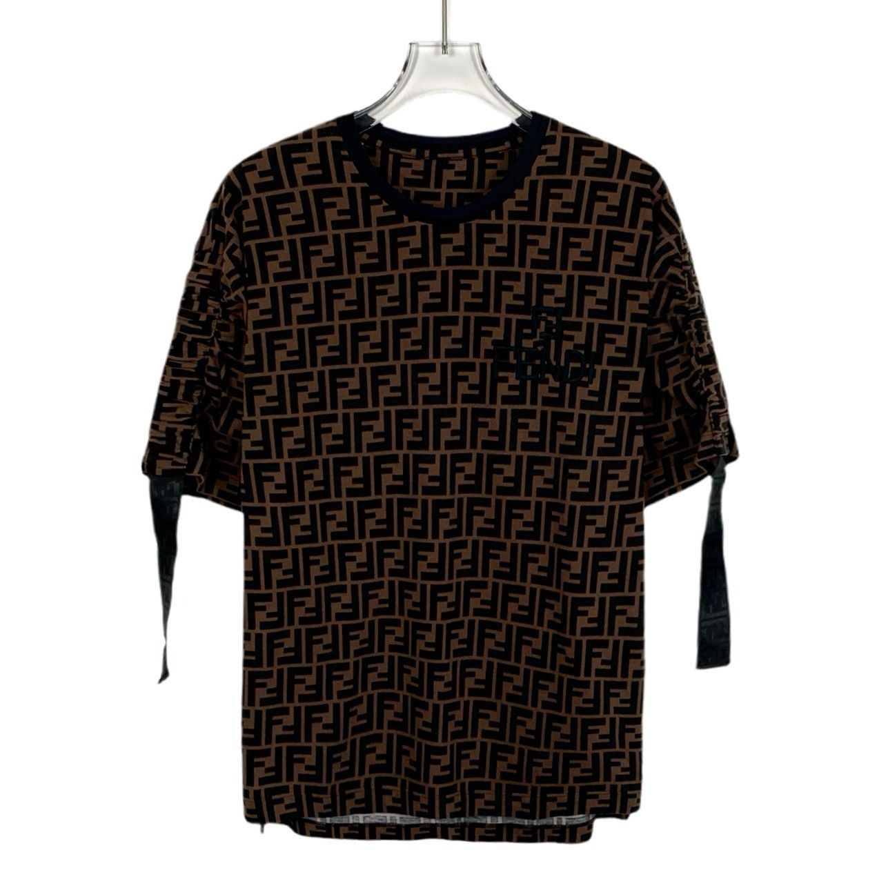 Fendi H14294 Fendi Logo Print Brown & Black Short Sleeve T-Shirt Size US XS / EU 42 / 0 - 1 Thumbnail