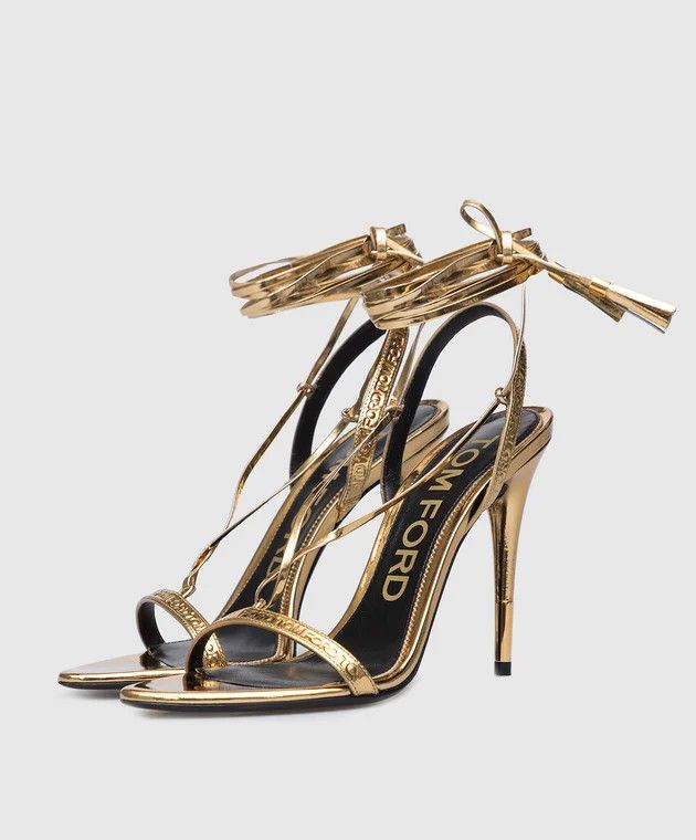 Tom Ford o1y0126 Spike Heel Sandals in Gold Size US 7 / IT 37 - 3 Thumbnail