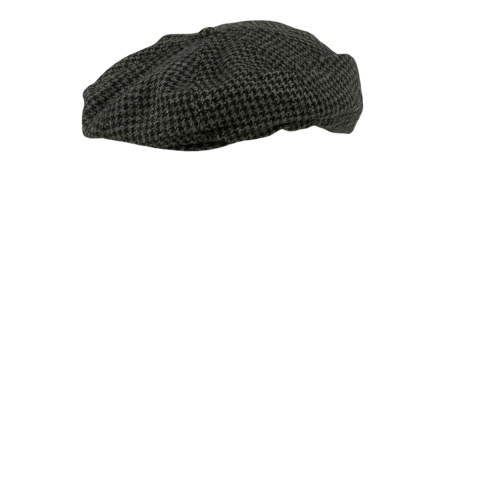 Perry Ellis Vintage 90s Grey Black Houndstooth 100% Wool Newsboy Hat Size ONE SIZE - 1 Thumbnail
