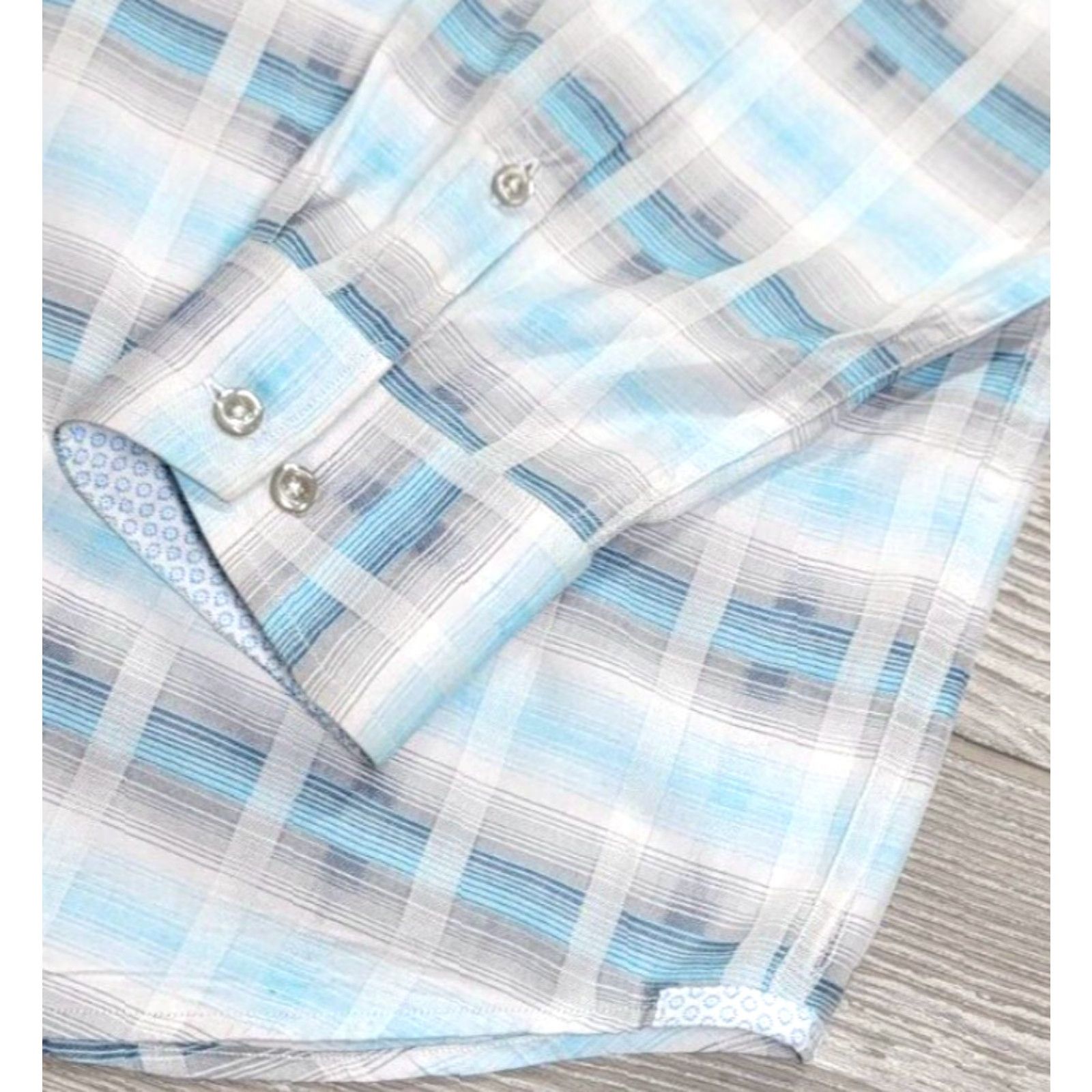Tommy Bahama Tommy Bahama Mirage Plaid Shirt Island Blue Silk Cotton Blend Long Sleeve XXL XL? Size US XL / EU 56 / 4 - 7 Thumbnail