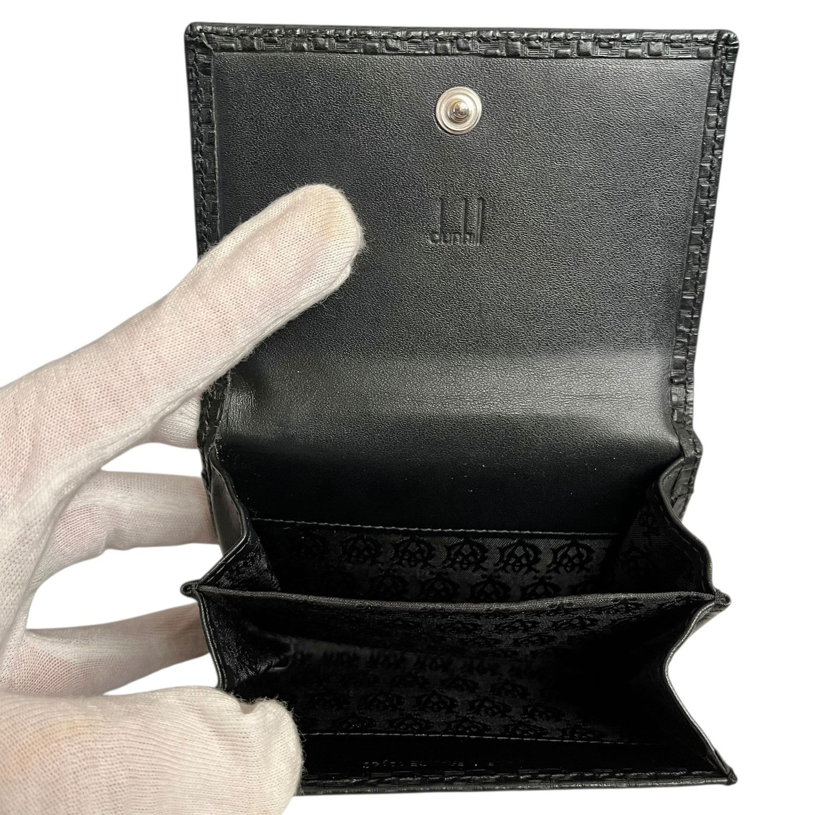 Alfred Dunhill Dunhill Micro D-Eight Black Leather Card Holder Coin Case Size ONE SIZE - 3 Thumbnail