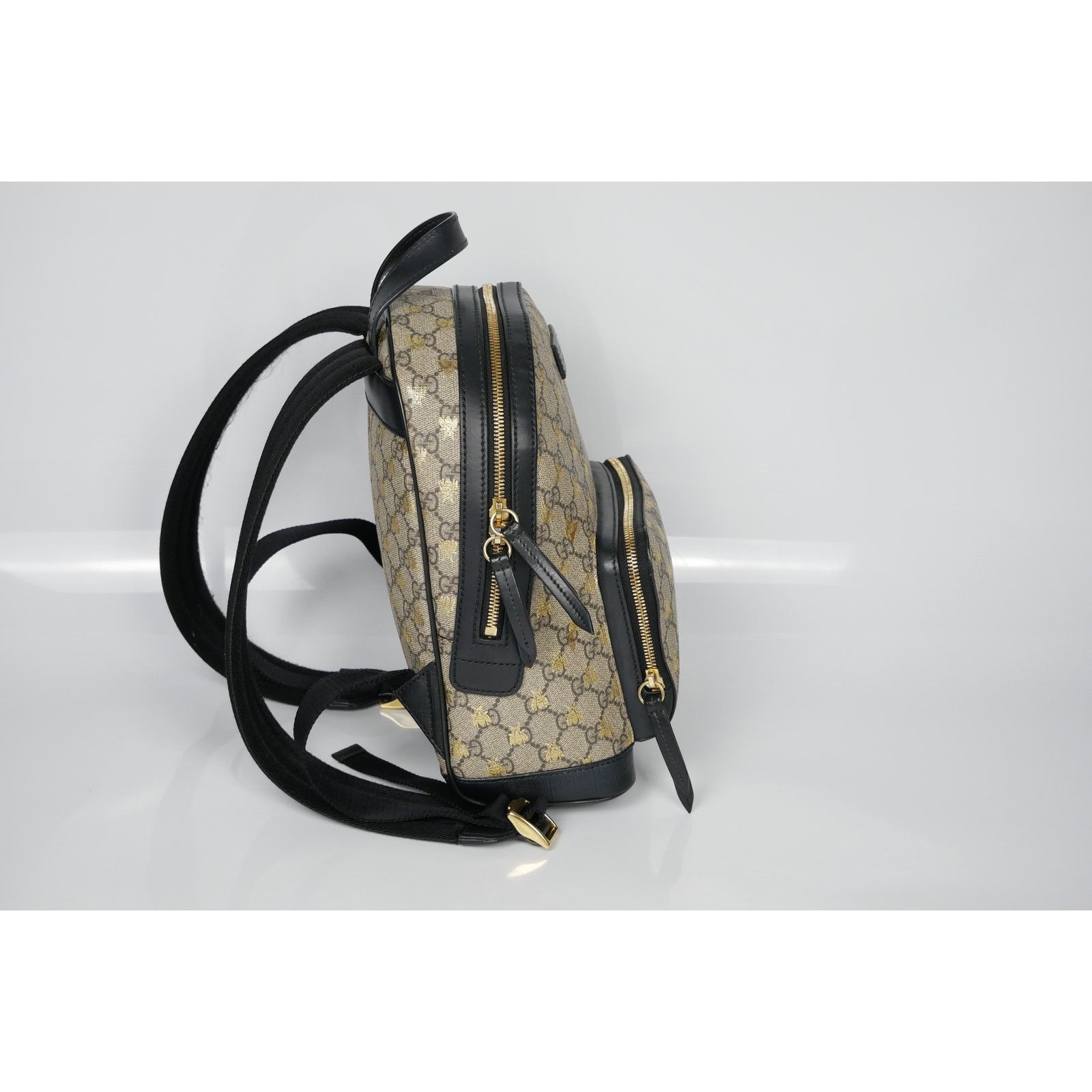 Gucci Gucci Beige GG Supreme Canvas Leather Bees Backpack Size ONE SIZE - 3 Thumbnail