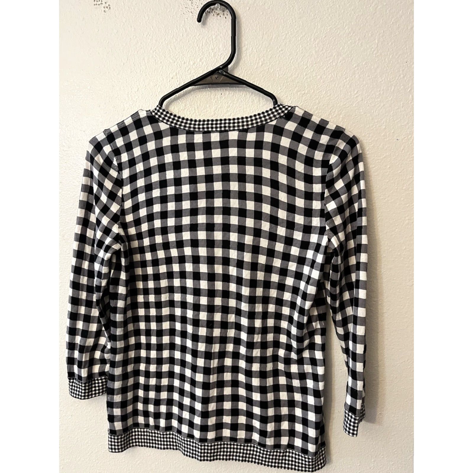 Talbots Talbots Cardigan Sweater Shirt Women PP Petite Black White Plaid Check Knit Cotton Rayon Button Up Winter Fall Spring Vintage No N/A Size XXS / US 00 / IT 34 - 3 Thumbnail