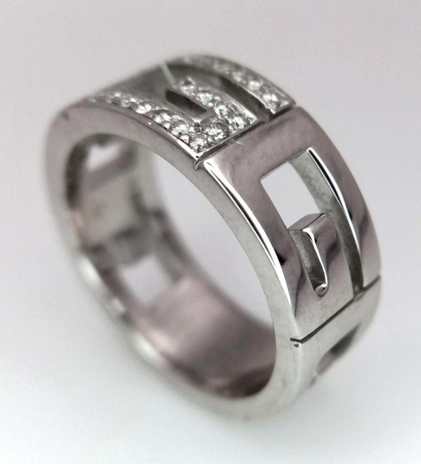 Gucci Gucci 18ct White Gold G Logo Diamond Band Ring Size M Size ONE SIZE - 6 Thumbnail