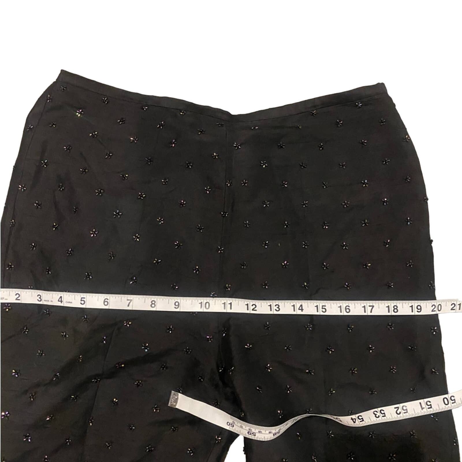 Other Vintage 1990s Karen Kane Pants Silk Beaded Black Pants 10 Size 32" / US 10 / IT 46 - 5 Thumbnail