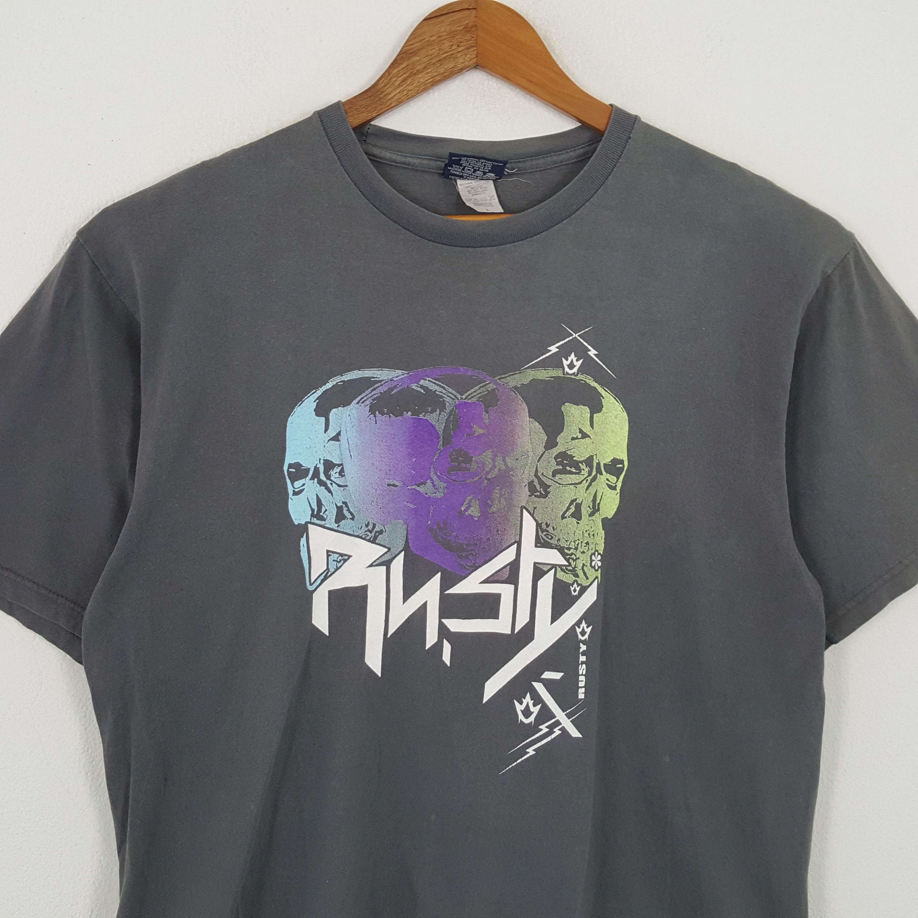 Rusty × Vintage Vintage RUSTY Streetwear Skull Design T-Shirts Size US XL / EU 56 / 4 - 2 Thumbnail