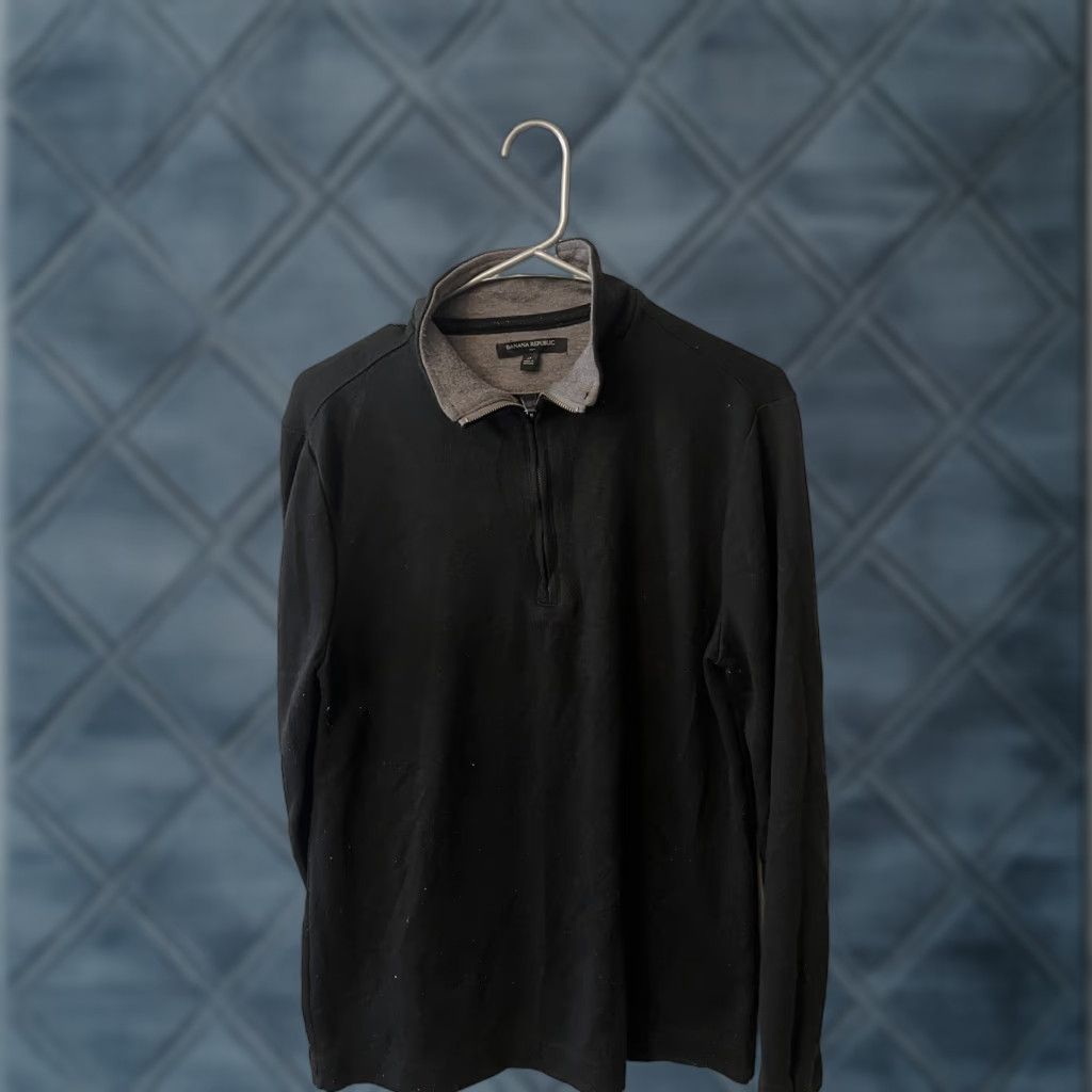 Banana Republic Banana Republic Sweater Men Size Medium Black Cotton Blend 1/4 Zip Pullover Knit Long Sleeve Mock Neck Casual Regular Logo 90s? Size US M / EU 48-50 / 2 - 1 Thumbnail