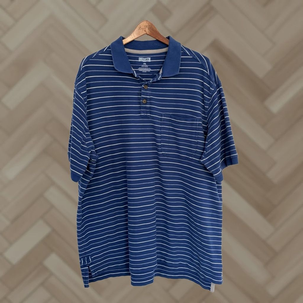 Vintage Duluth Polo Shirt Men 2XL Striped Blue Short Sleeve Collared Size US XXL / EU 58 / 5 - 1 Thumbnail