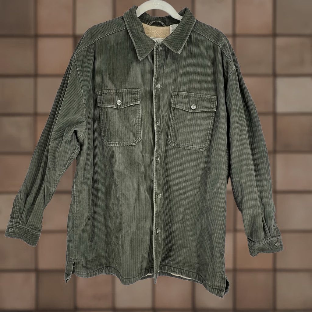 Vintage VINTAGE L.L. Bean Jacket Shirt Corduroy Fleece Lined Sherpa Green XL Mens Size US XL / EU 56 / 4 - 1 Thumbnail
