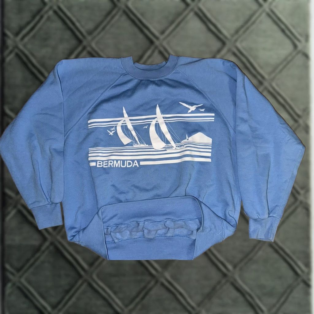 Hanes VINTAGE Hanes Sweatshirt Crewneck Sailboat Graphic Pullover 70’s 80’s Blue Size S/M Nautical Size US M / EU 48-50 / 2 - 1 Thumbnail
