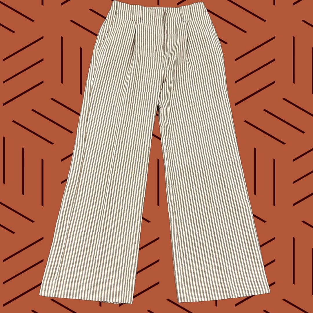 Spartina 449 Pants Women Sz 10 Multicolor Hemp Organic Cotton Wide-Leg Striped Preppy Womens