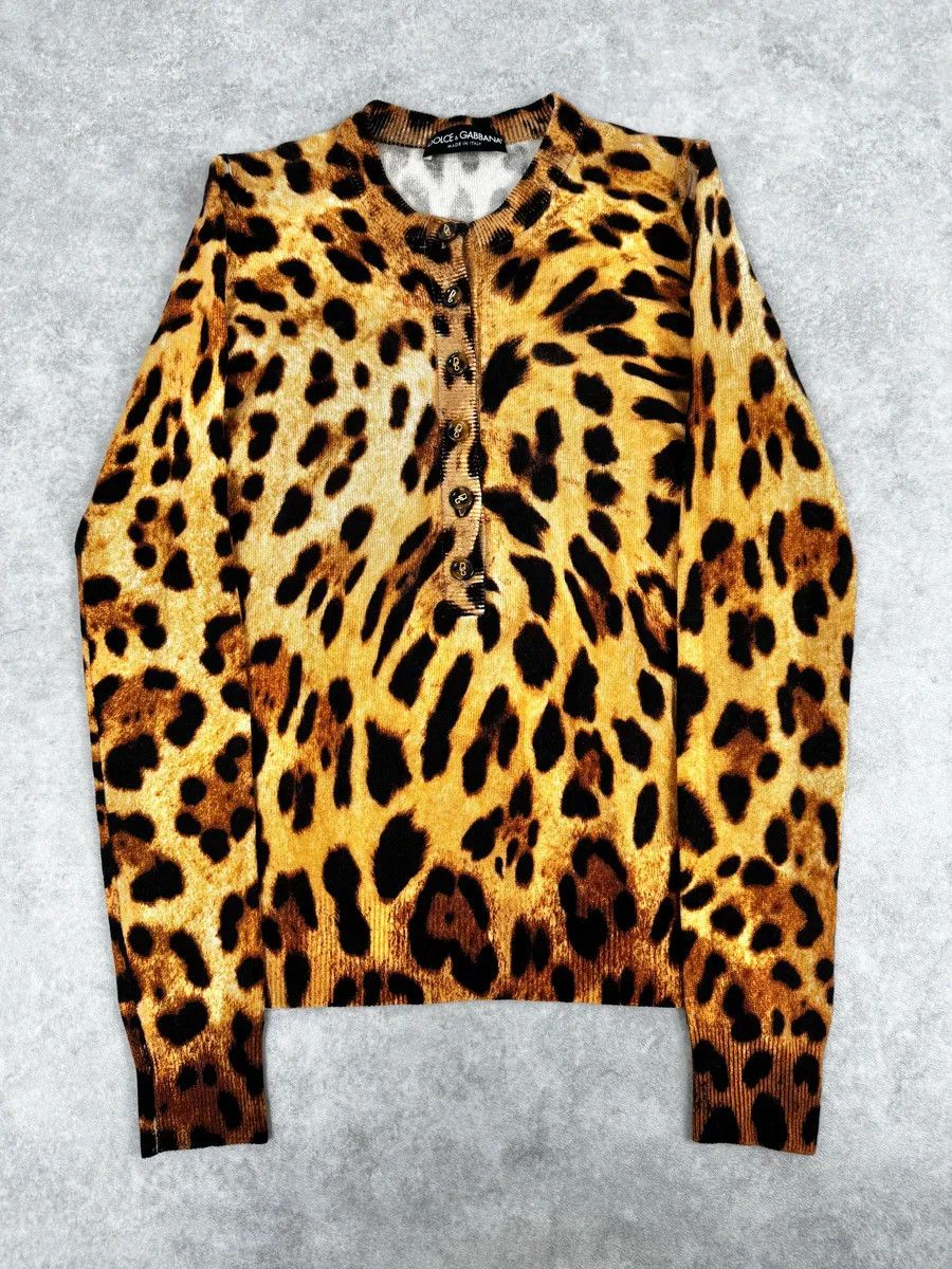 Dolce & Gabbana SS2005 Dolce & Gabbana Camel Leopard Cashmere Cardigan Size S / US 4 / IT 40 - 1 Thumbnail
