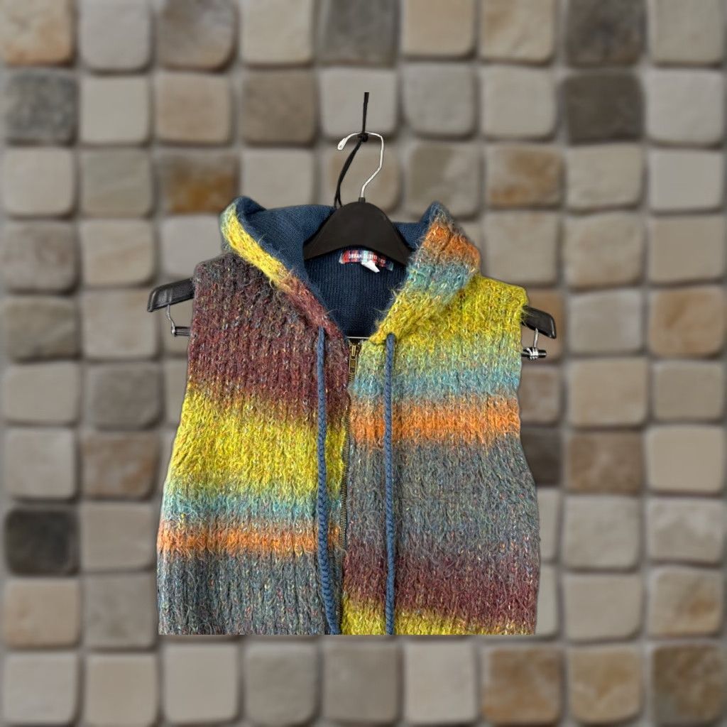 Urban Outfitters Urban Outfitters Vest Sweater Womens XS Multicolor Daisy Hooded Full Zip Knit Vest Size XS / US 0-2 / IT 36-38 - 1 Thumbnail