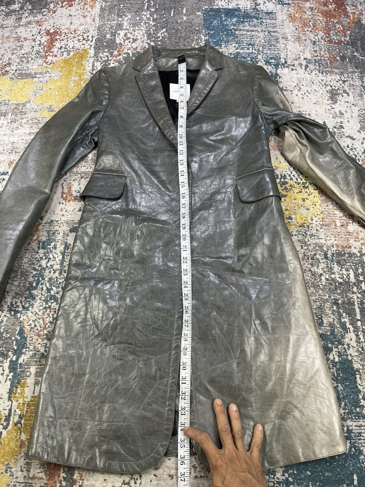 Costume National CoSTUME National Distressed Leather Trench Coat Size S / US 4 / IT 40 - 16 Thumbnail