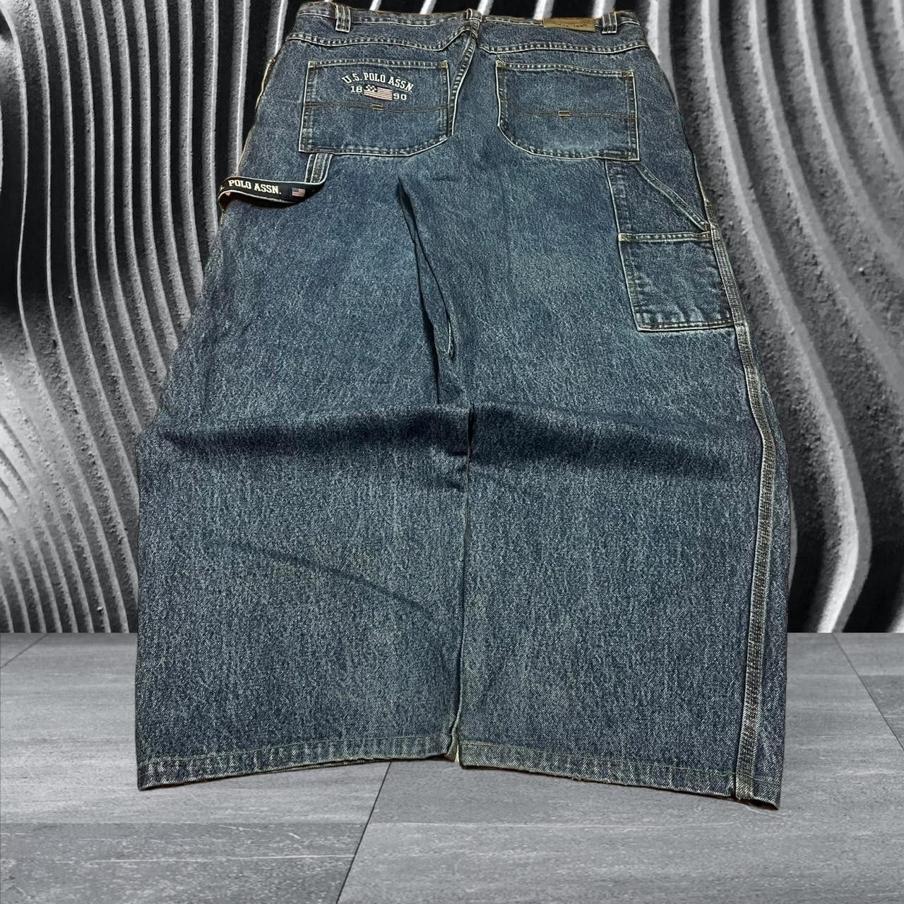 Vintage Y2K Blue U.S. POLO ASSN Embroidery Baggy Wide Jeans