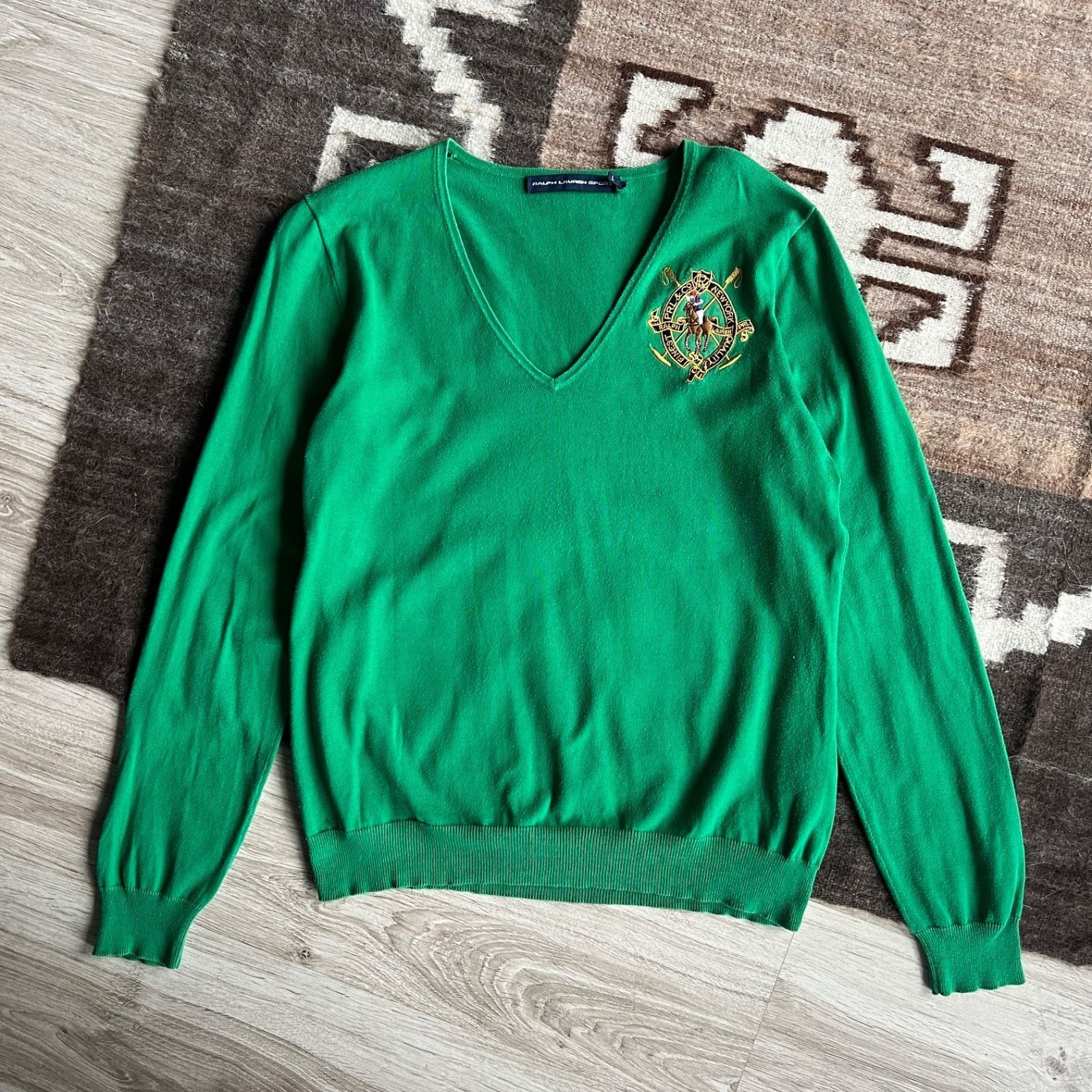 Ralph Lauren Sport Ralph Lauren Sport V Neck Sweater Logo Cotton Knit 9921AC Size L / US 10 / IT 46 - 2 Thumbnail
