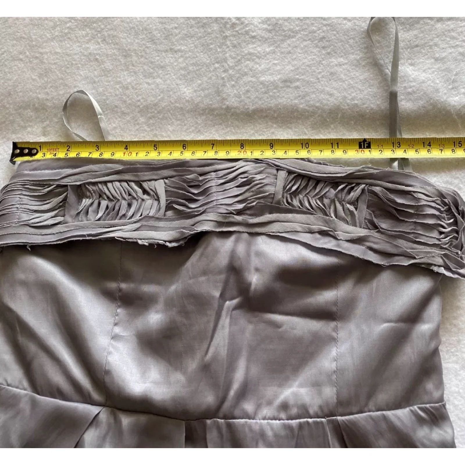 Vintage TCEC Dress Women’s S Gray Ruffle Chest Sleeveless Pencil Dress Short 18-11 Womens Size S / US 4 / IT 40 - 5 Thumbnail