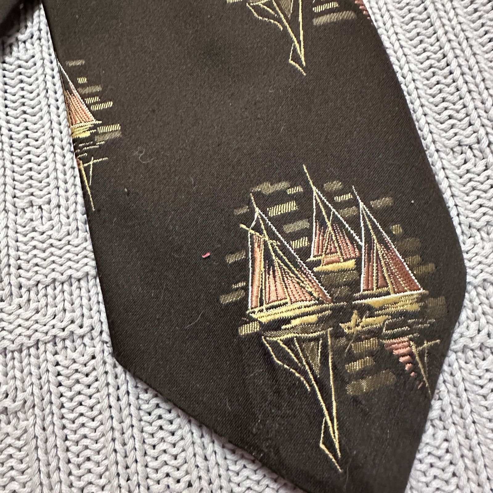 Vintage Vintage 1970 B&B Lorry's brown ship print tie Size ONE SIZE - 2 Thumbnail