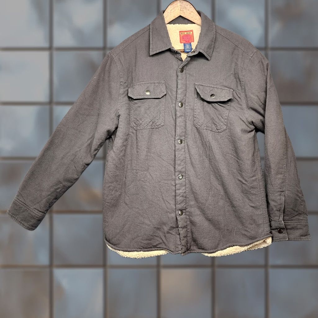 JCPenney VINTAGE Big Mac Shacket Jacket Mens Medium Gray Sherpa Lined Snap JC Penney Workwear Size US M / EU 48-50 / 2 - 1 Thumbnail