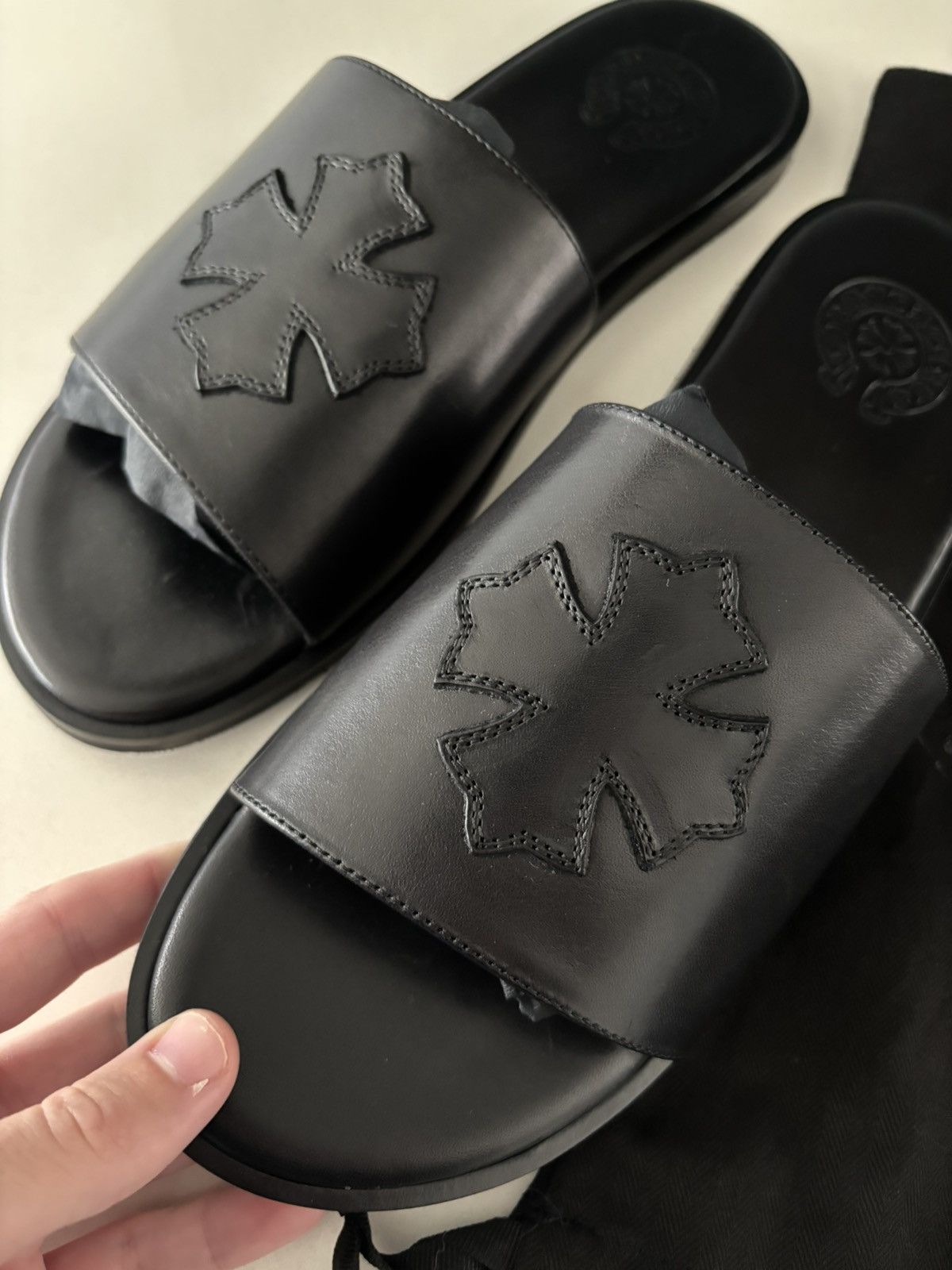 Chrome Hearts Chrome Hearts Leather Plus Patch Slides Brand New Size US 10.5 / EU 43-44 - 3 Thumbnail
