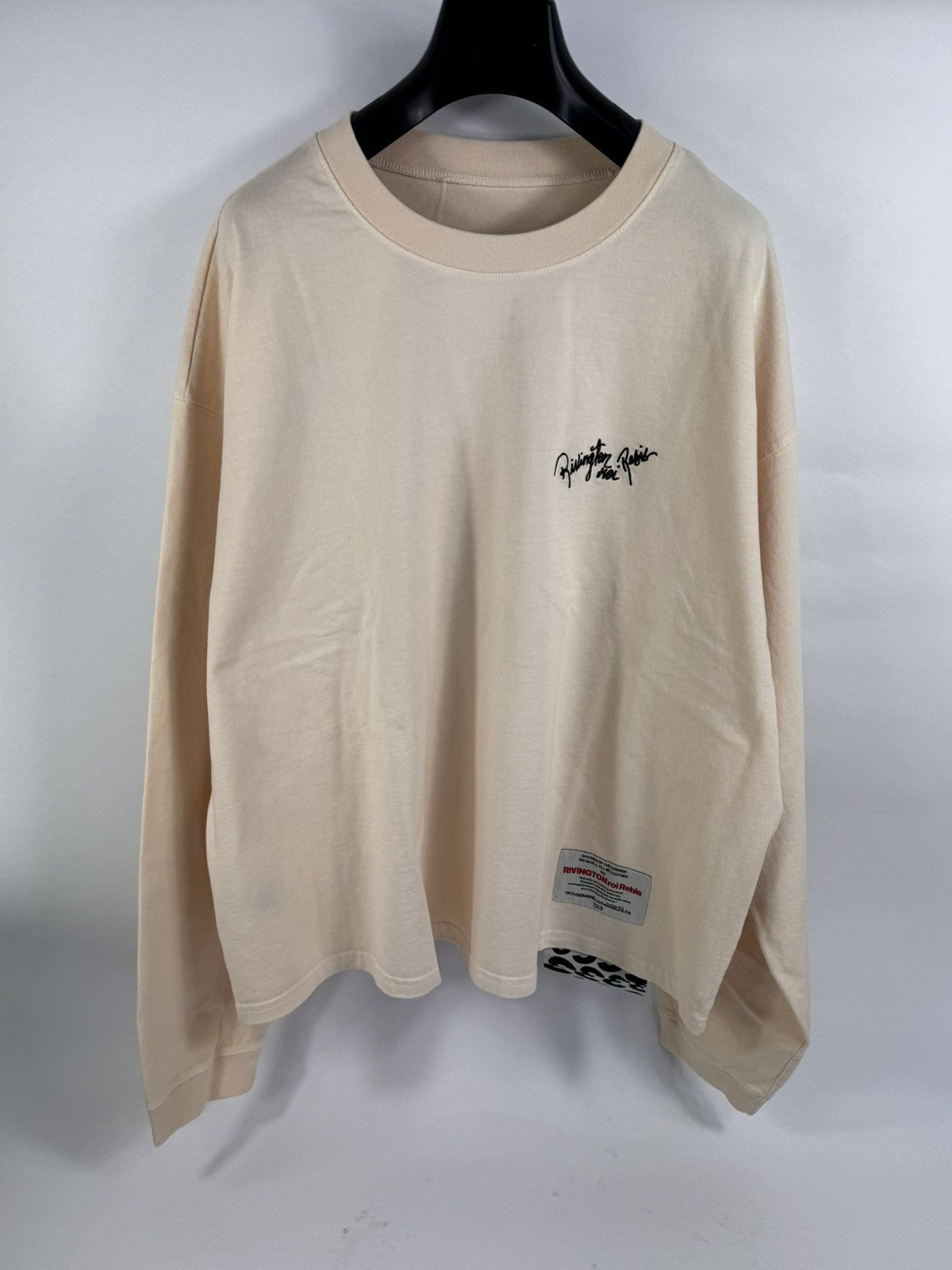 image of Rrr 123 Logo Embroidered Oversized T-Shirt in Cream, Men's (Size 2XL)