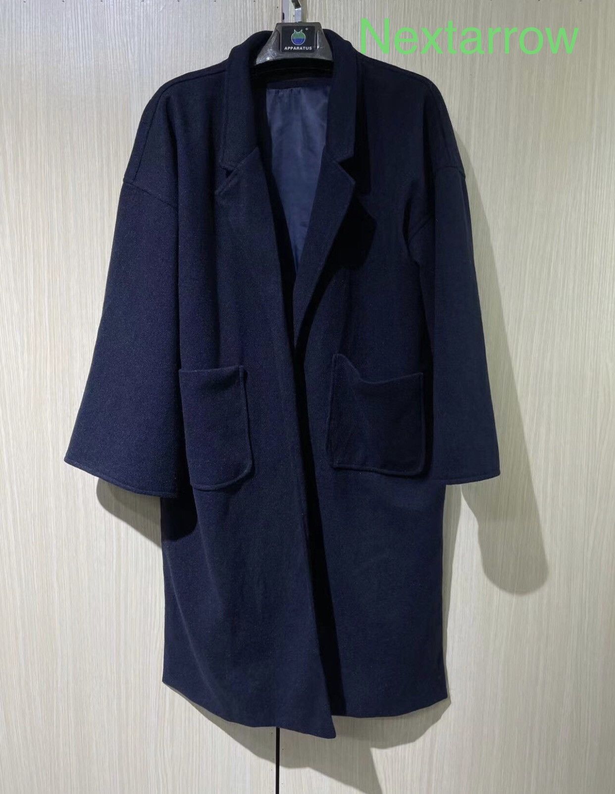 NEON SIGN MAXI COAT SHETLAND NAVY NEON SIGN MAXI COAT SHETLAND