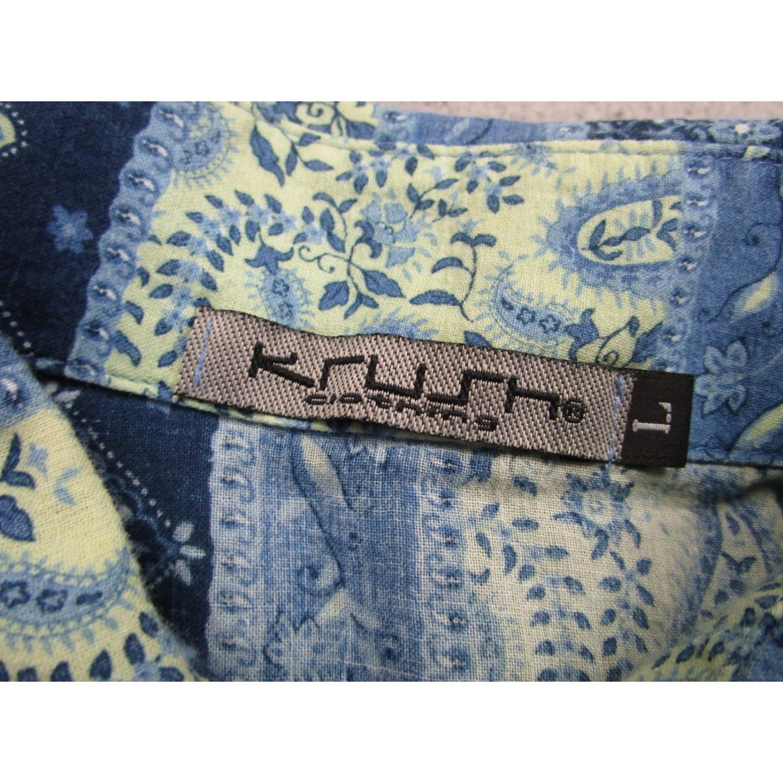 Vintage Krush Shirt Mens L Blue Paisley Disco 70s Winged Collar Made USA Boho Rockabilly Shirt Size US L / EU 52-54 / 3 - 5 Thumbnail