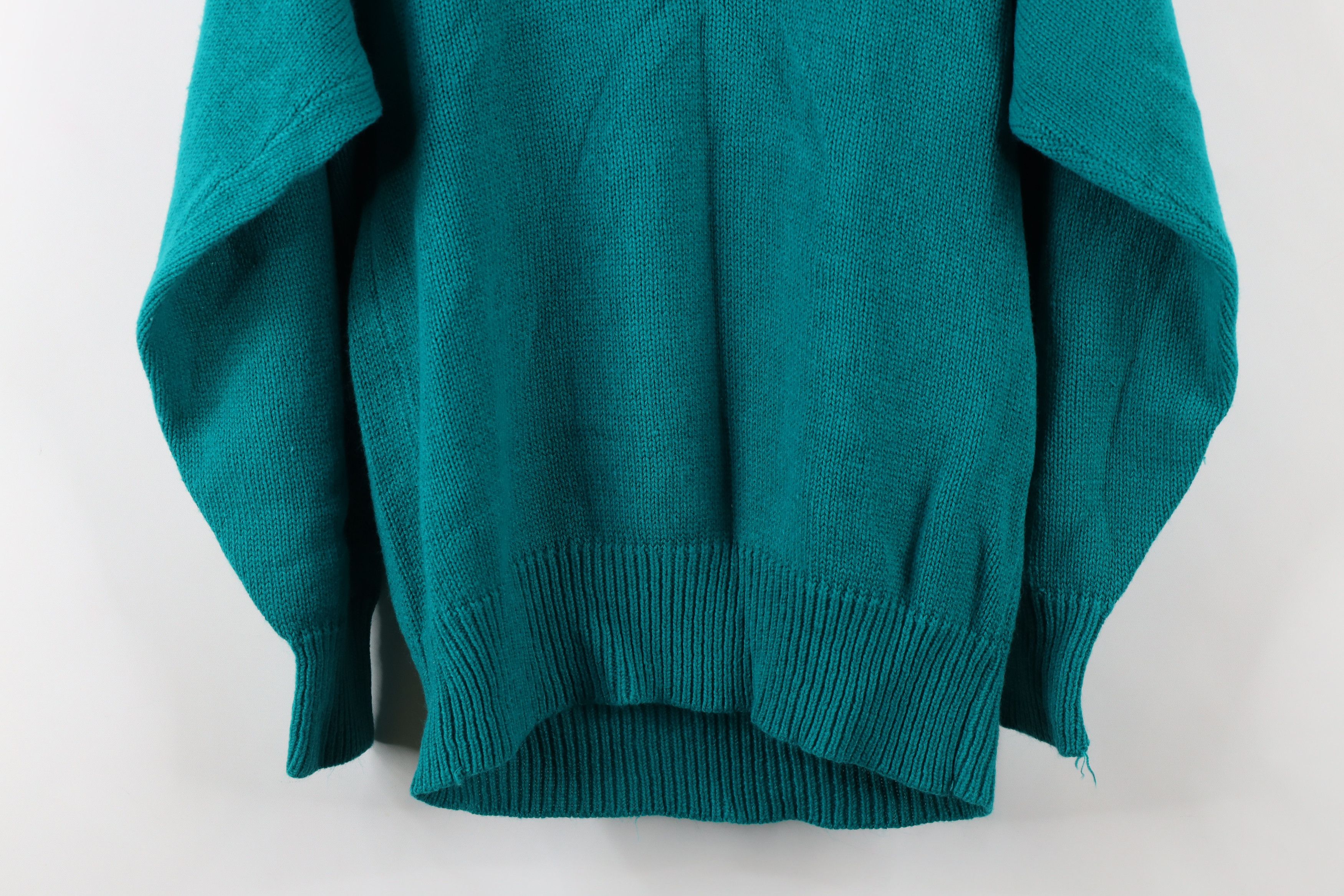 Vintage Vintage 70s Streetwear Cable Knit Front Bib Sweater Teal Size XS / US 0-2 / IT 36-38 - 11 Thumbnail