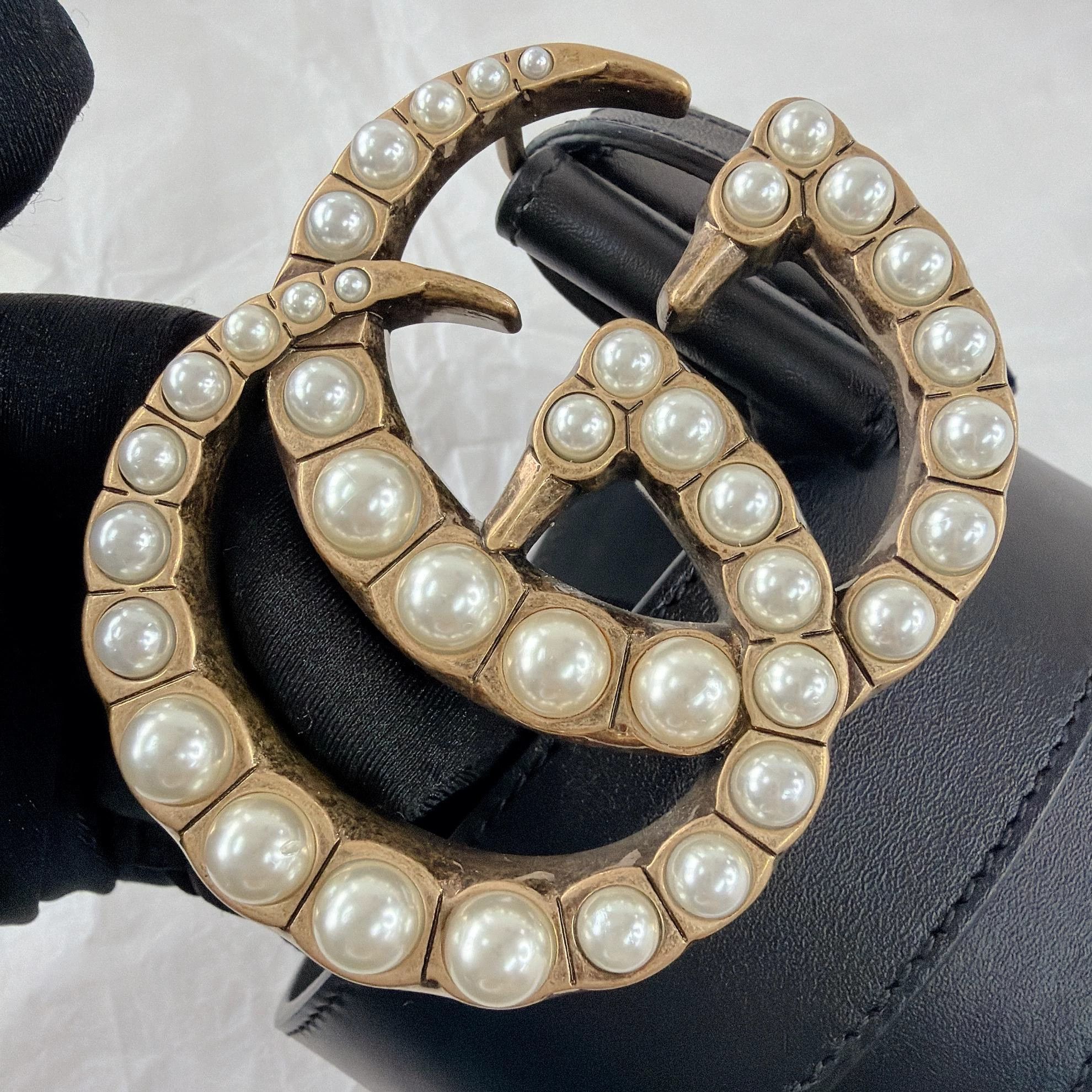 Gucci Gucci Double G Pearl Buckle Belt Size ONE SIZE - 3 Thumbnail