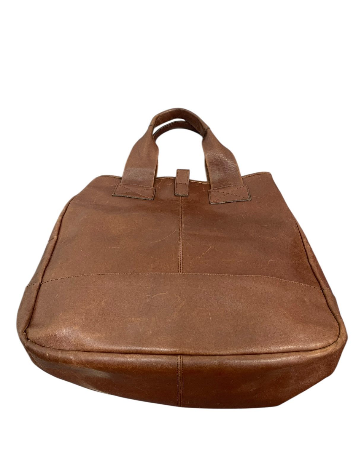 Leather Full Leather Patina Vtg Message Japan Tote Bag 2🟩1 Size ONE SIZE - 11 Thumbnail