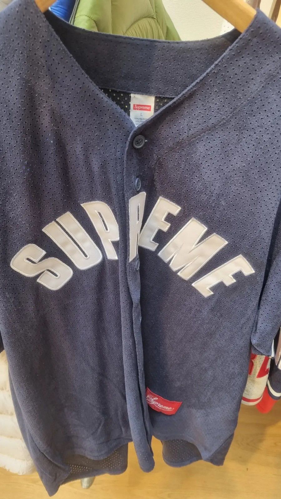 Supreme Medium / M Supreme Ultrasuede Mesh Baseball Jersey | Grailed