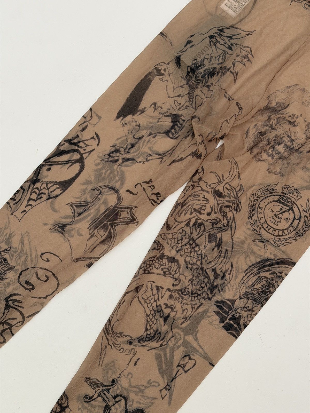 Balenciaga Balenciaga Mesh Tattoo Leggings Pants Beige Size 26" / US 2 / IT 38 - 6 Thumbnail