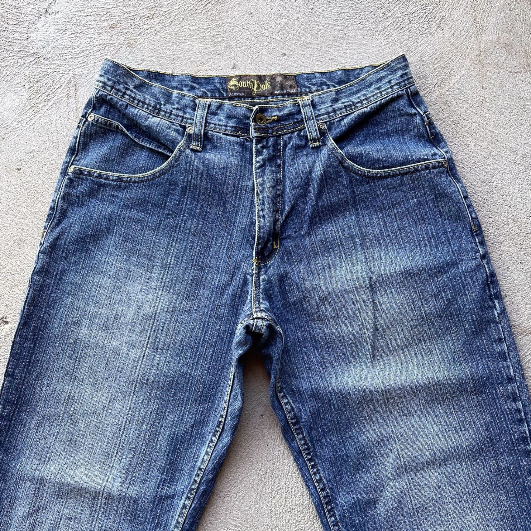 Southpole VINTAGE Southpole Jeans Men 34x32 Denim Baggy Wide-Leg Y2K 90s Grunge Hip Hop Dark Blue Embroidered Logo/Back Patch Mens Regular 34 waist 32 inseam Size US 34 / EU 50 - 2 Thumbnail